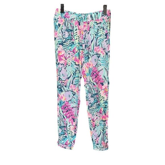 Lilly Pulitzer Piper Pants in Slathouse Soirée Print Navy Drawstring Size XXS - Picture 2 of 7